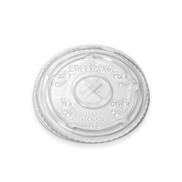 Flat Straw Lid For 12/20 oz. Compostable Plastic Cup - LGC12/20 - THE CUP STORE CANADA