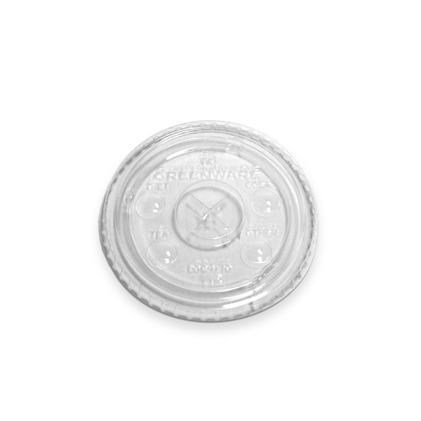 Flat Straw Lid For 9/10 oz. Compostable Plastic Cup - LGC9/10 - THE CUP STORE CANADA