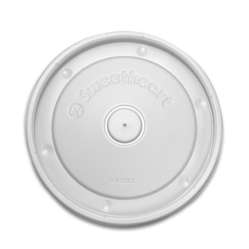 Flat Vented Lid For 12 oz. Recyclable Paper Food Container - LVS512 - THE CUP STORE CANADA