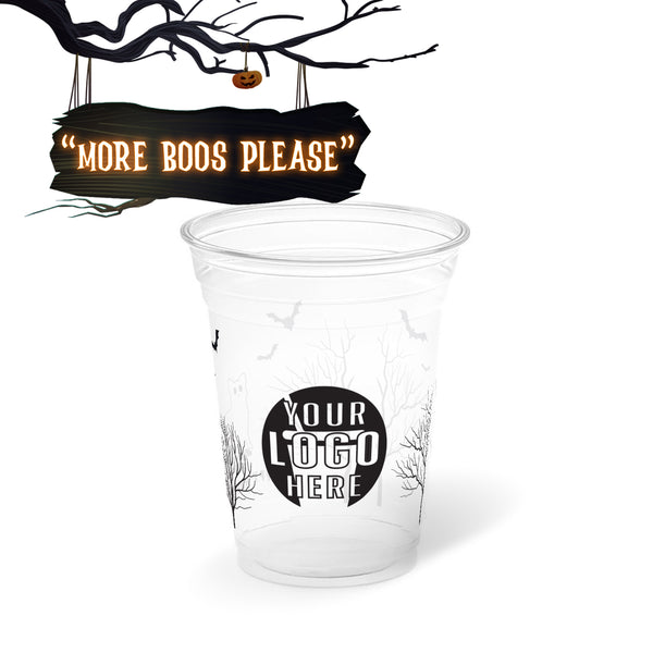 10 oz. Holiday Recyclable Plastic Cup - More Boos Please (Black)