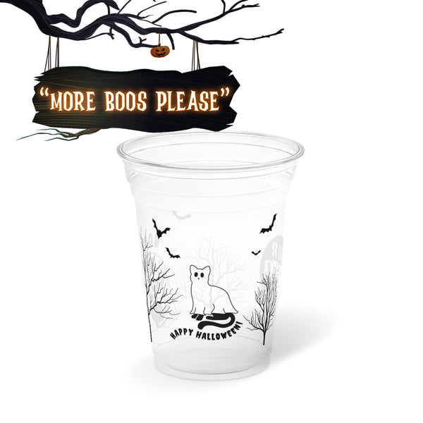 10 oz. Holiday Recyclable Plastic Cup - More Boos Please (Black)