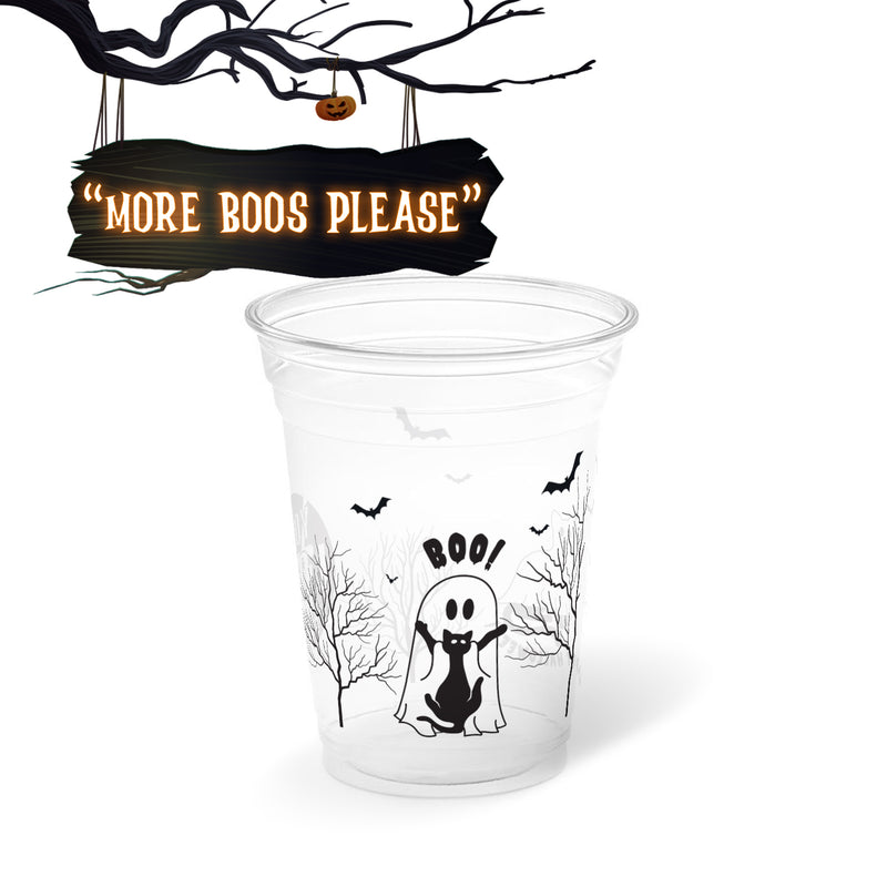 10 oz. Holiday Recyclable Plastic Cup - More Boos Please (Black)