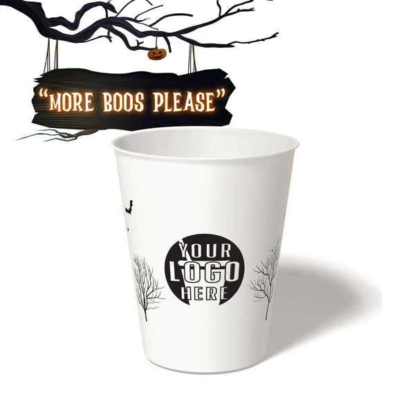 12 oz. Holiday Recyclable Paper Cup - More Boos Please (Black)