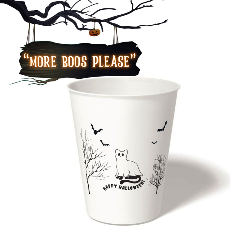 12 oz. Holiday Recyclable Paper Cup - More Boos Please (Black)