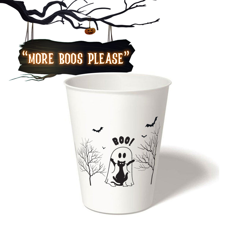 12 oz. Holiday Recyclable Paper Cup - More Boos Please (Black)