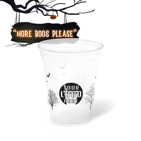 16 oz. Holiday Recyclable Plastic Cup - More Boos Please (Black)