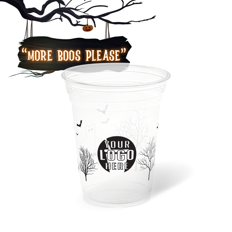 16 oz. Holiday Recyclable Plastic Cup - More Boos Please (Black)