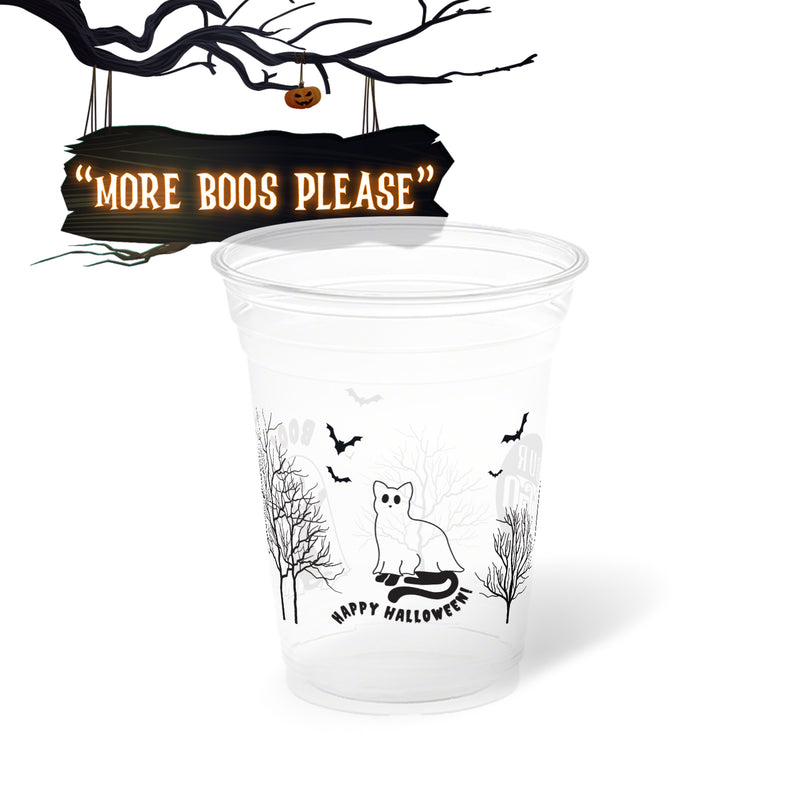 16 oz. Holiday Recyclable Plastic Cup - More Boos Please (Black)