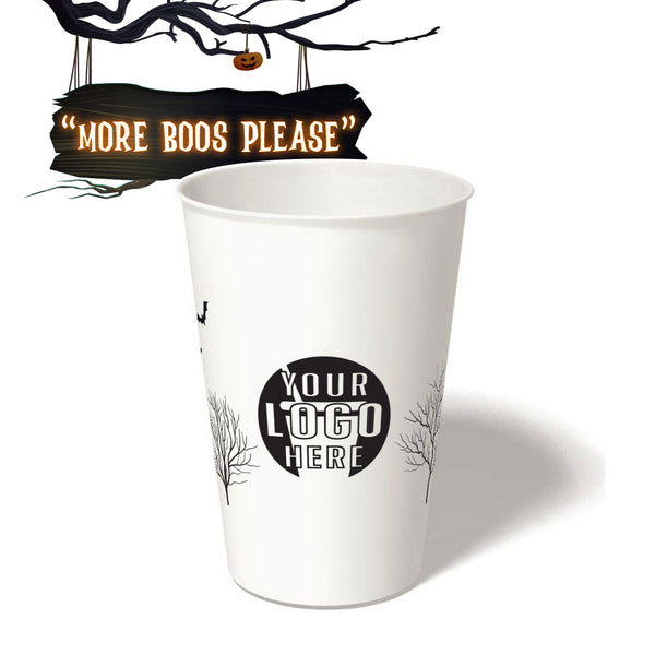 16 oz. Holiday Recyclable Paper Cup - More Boos Please (Black)