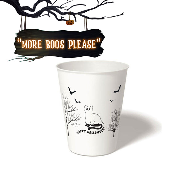 8 oz. Holiday Recyclable Paper Cup - More Boos Please (Black)