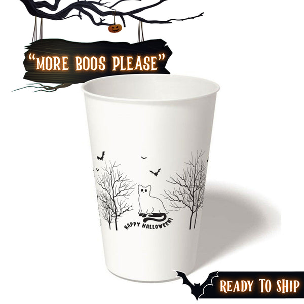 16 oz. Holiday Recyclable Paper Cup - More Boos Please (Black)