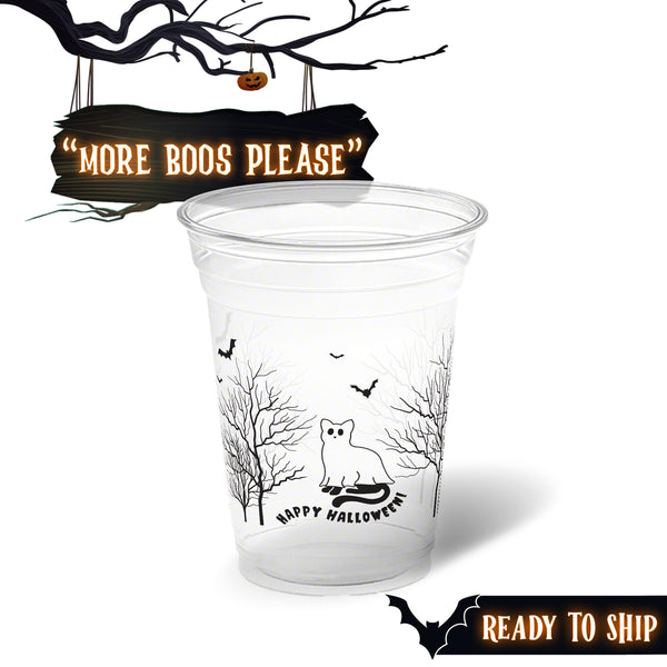 16 oz. Holiday Recyclable Plastic Cup - More Boos Please (Black)