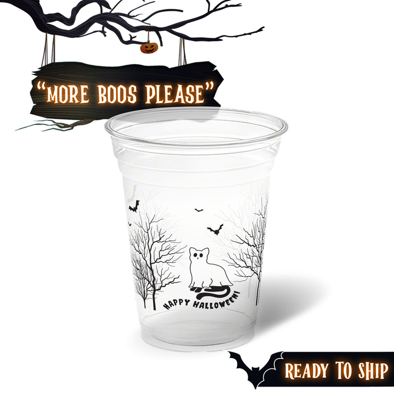 16 oz. Holiday Recyclable Plastic Cup - More Boos Please (Black)