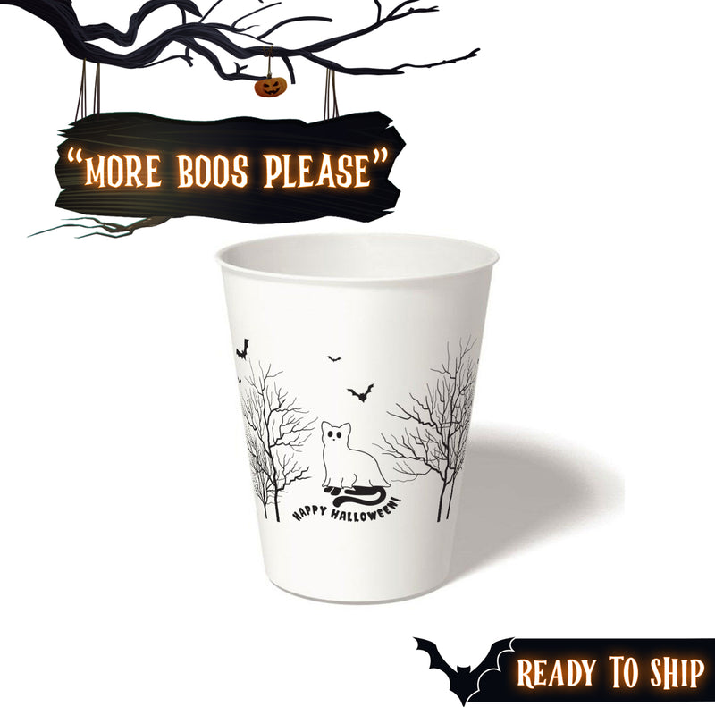 8 oz. Holiday Recyclable Paper Cup - More Boos Please (Black)