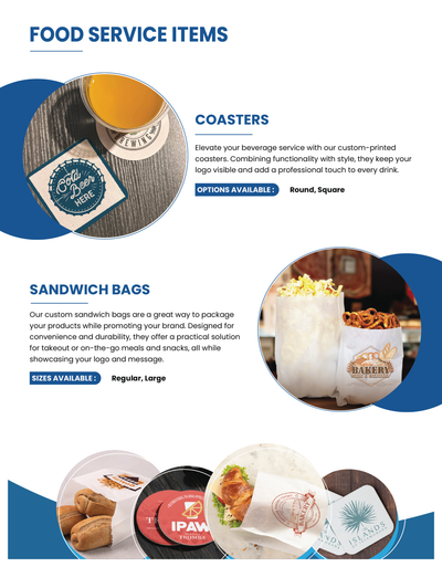 Coasters & Sandwich Bags Brochure (PDF)