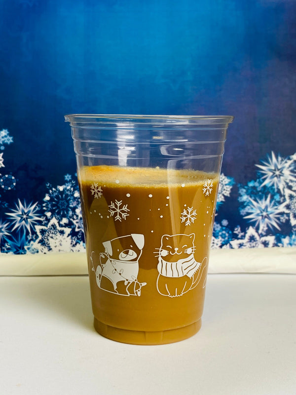 10 oz. Holiday Recyclable Plastic Cup - Sip, Sit, & Stay (White) - THE CUP STORE CANADA