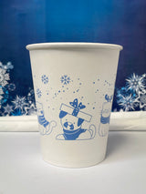 12 oz. Holiday Recyclable Paper Cup - Sip, Sit, & Stay (Blue) - THE CUP STORE CANADA
