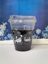 12 oz. Holiday Recyclable Plastic Cup - Sip, Sit, & Stay (White) - THE CUP STORE CANADA