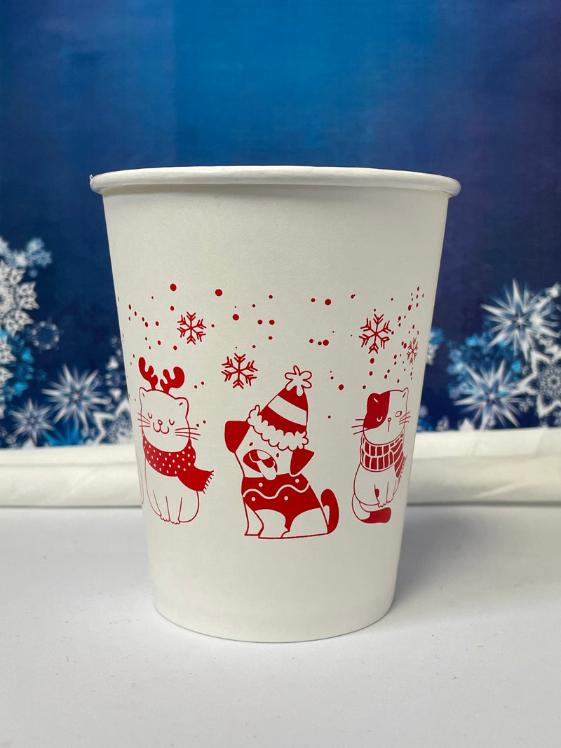 12 oz. Holiday Recyclable Paper Cup - Sip, Sit, & Stay (Red) - THE CUP STORE CANADA