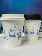 8 oz. Holiday Recyclable Paper Cup - Sip, Sit, & Stay (Blue) - THE CUP STORE CANADA