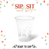 10 oz. Holiday Recyclable Plastic Cup - Sip, Sit, & Stay (White) - THE CUP STORE CANADA