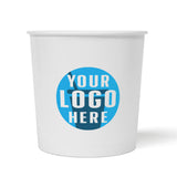 24 oz custom printed recyclable paper food container with "Your Logo Here" on white background