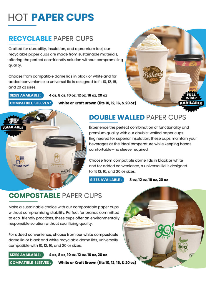 Recyclable & Compostable Single Walled Paper Cups (PDF)
