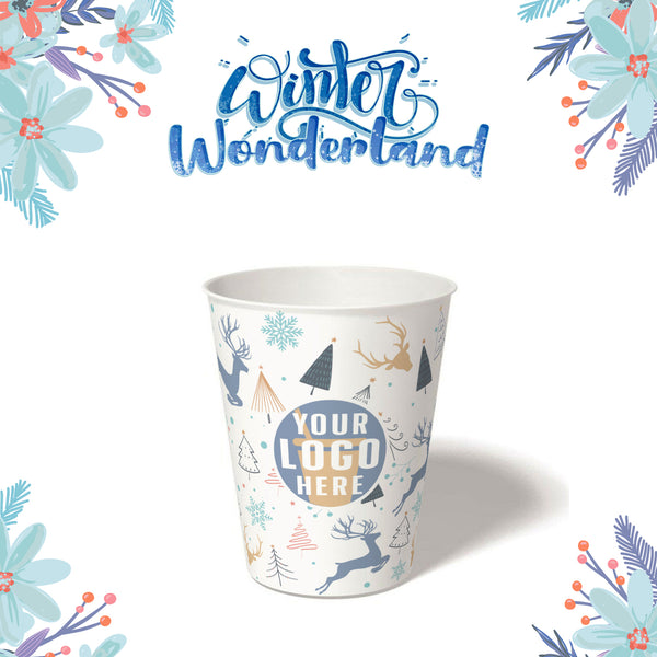 12 oz. Holiday Recyclable Paper Cup – Custom Winter Wonderland - THE CUP STORE CANADA