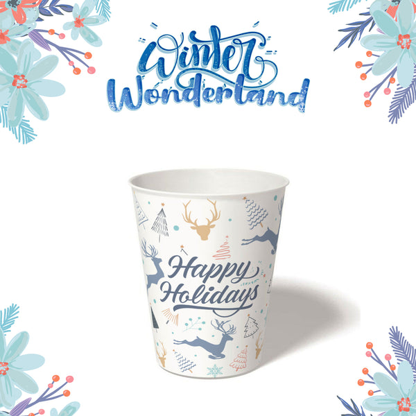 12 oz. Holiday Recyclable Paper Cup – Custom Winter Wonderland - THE CUP STORE CANADA