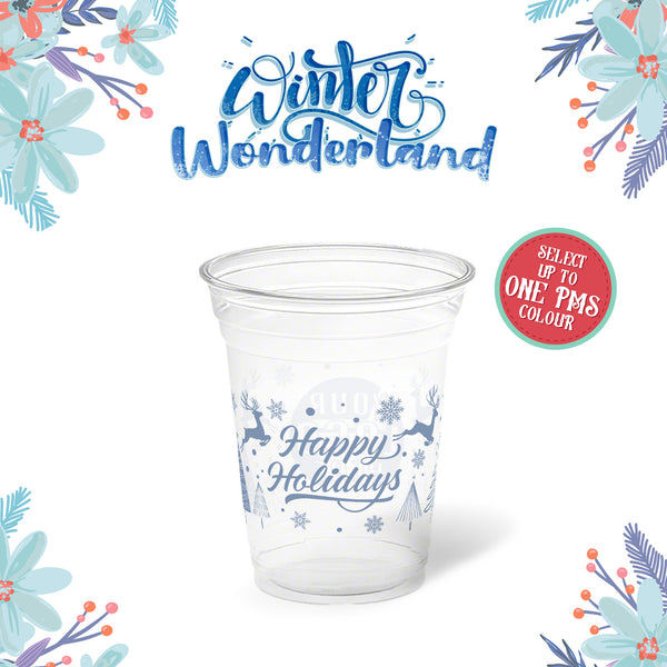 16 oz. Holiday Recyclable Plastic Cup – Custom Winter Wonderland