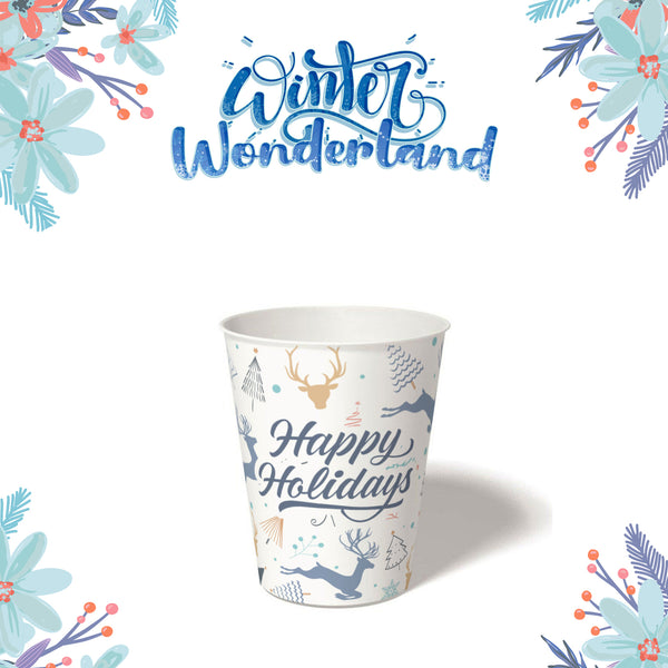 8 oz. Holiday Recyclable Paper Cup – Custom Winter Wonderland - THE CUP STORE CANADA