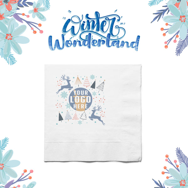 Holiday Premium White Beverage Napkin – Custom Winter Wonderland - THE CUP STORE CANADA