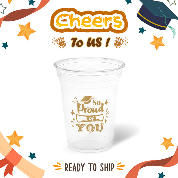 10 oz. Graduation Recyclable Plastic Cup – Cheers to us (Khaki) - THE CUP STORE CANADA