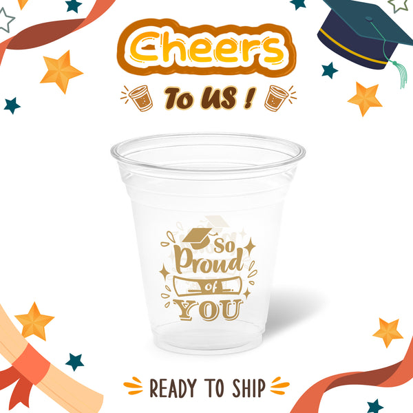 12 oz. Graduation Recyclable Plastic Cup – Cheers to us (Khaki) - THE CUP STORE CANADA
