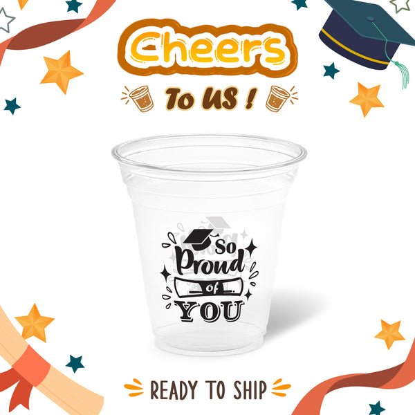 12 oz. Graduation Recyclable Plastic Cup – Cheers to us (Black) - THE CUP STORE CANADA