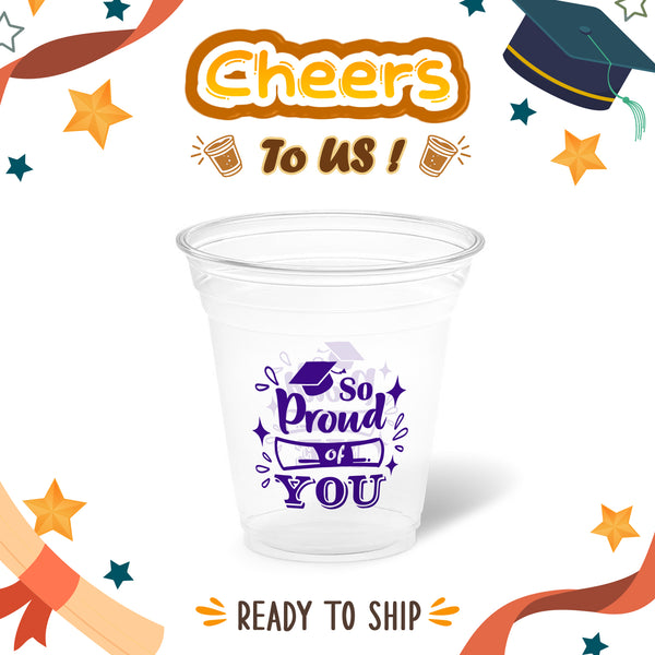 12 oz. Graduation Recyclable Plastic Cup – Cheers to us (Blue) - THE CUP STORE CANADA