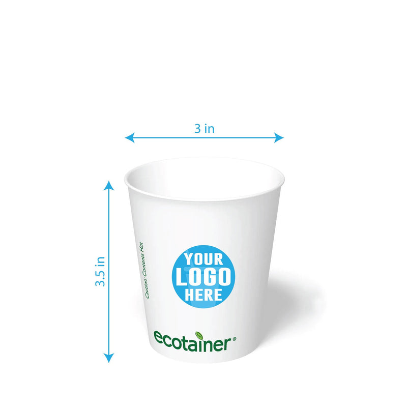 8 oz. Custom Printed Compostable Paper Cup - THE CUP STORE